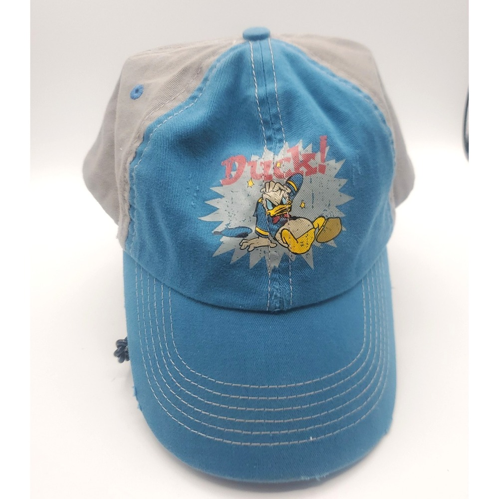 Walt Disney World Disneyland Resort Donald Duck Upset Hat Blue Slideback VTG